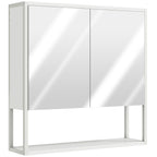 Armoire murale salle de bain avec miroir, meuble salle de bain, 2 portes miroir, étagère ouverte 60 x 16 x 60 cm blanc-0