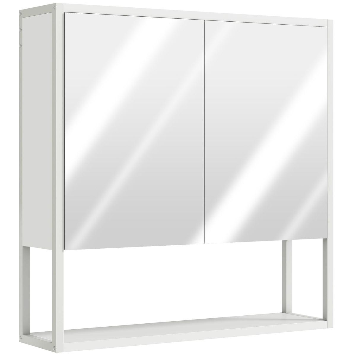 Armoire murale salle de bain avec miroir, meuble salle de bain, 2 portes miroir, étagère ouverte 60 x 16 x 60 cm blanc-0