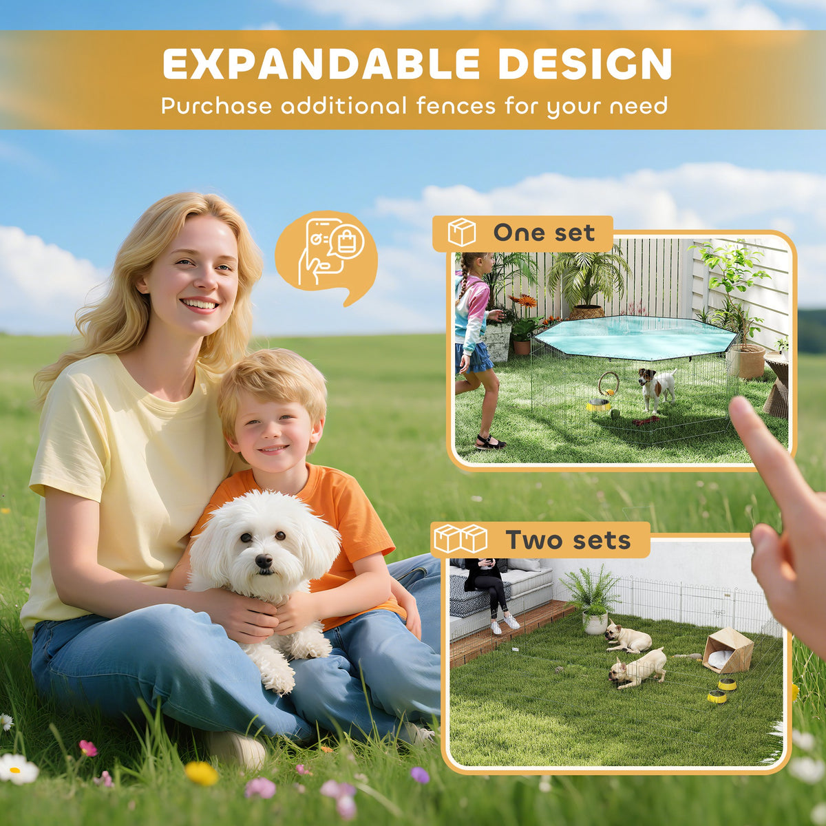 Parc pour chien, enclos chien 8 panneaux avec toit, modulable et pliable, enclos portable 60H cm avec porte argent vert-7