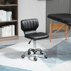 Tabouret à roulettes - tabouret de travail pivotant 360° - - tabouret ergonomique - hauteur assise réglable 47-62 cm - revêtement synthétique matelassé noir métal chromé-1