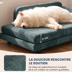 Canapé pour Chien Lit pour Chien Coussin Déhoussable Lavable Dossier Haut Accoudoirs Velours 101x66x34,5cm Gris-6