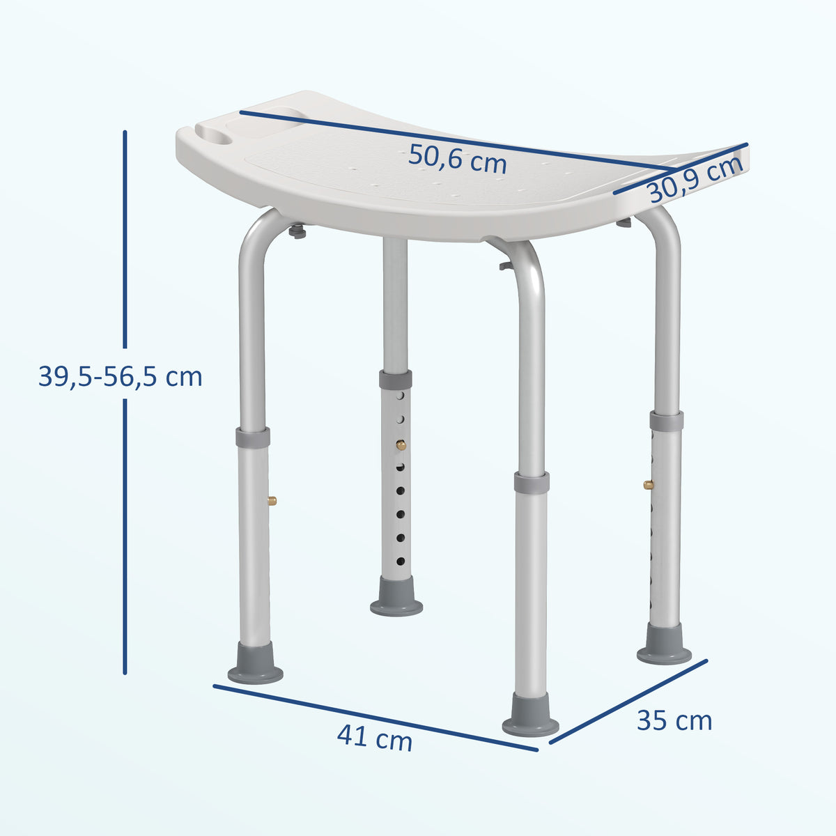 Tabouret de douche chaise de douche pour personnes âgées et handicapées, hauteur réglable, patins antidérapants, chaise de bain en alliage d'aluminium antirouille, blanc-2