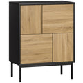 Buffet salon meuble de rangement armoire de cuisine portes à pousser et 4 placards style moderne 60 x 35 x 78 cm, noir-0