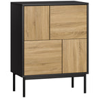 Buffet salon meuble de rangement armoire de cuisine portes à pousser et 4 placards style moderne 60 x 35 x 78 cm, noir-0