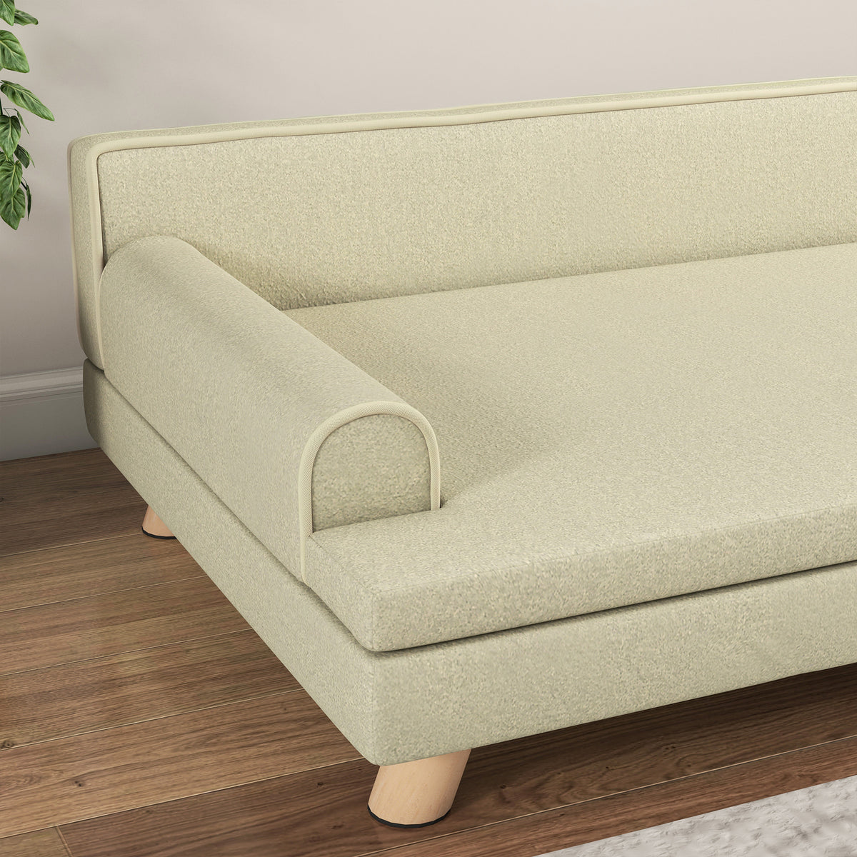 Canapé pour chien chat design scandinave coussin moelleux amovible pieds bois massif 100 x 62 x 32 cm beige-7