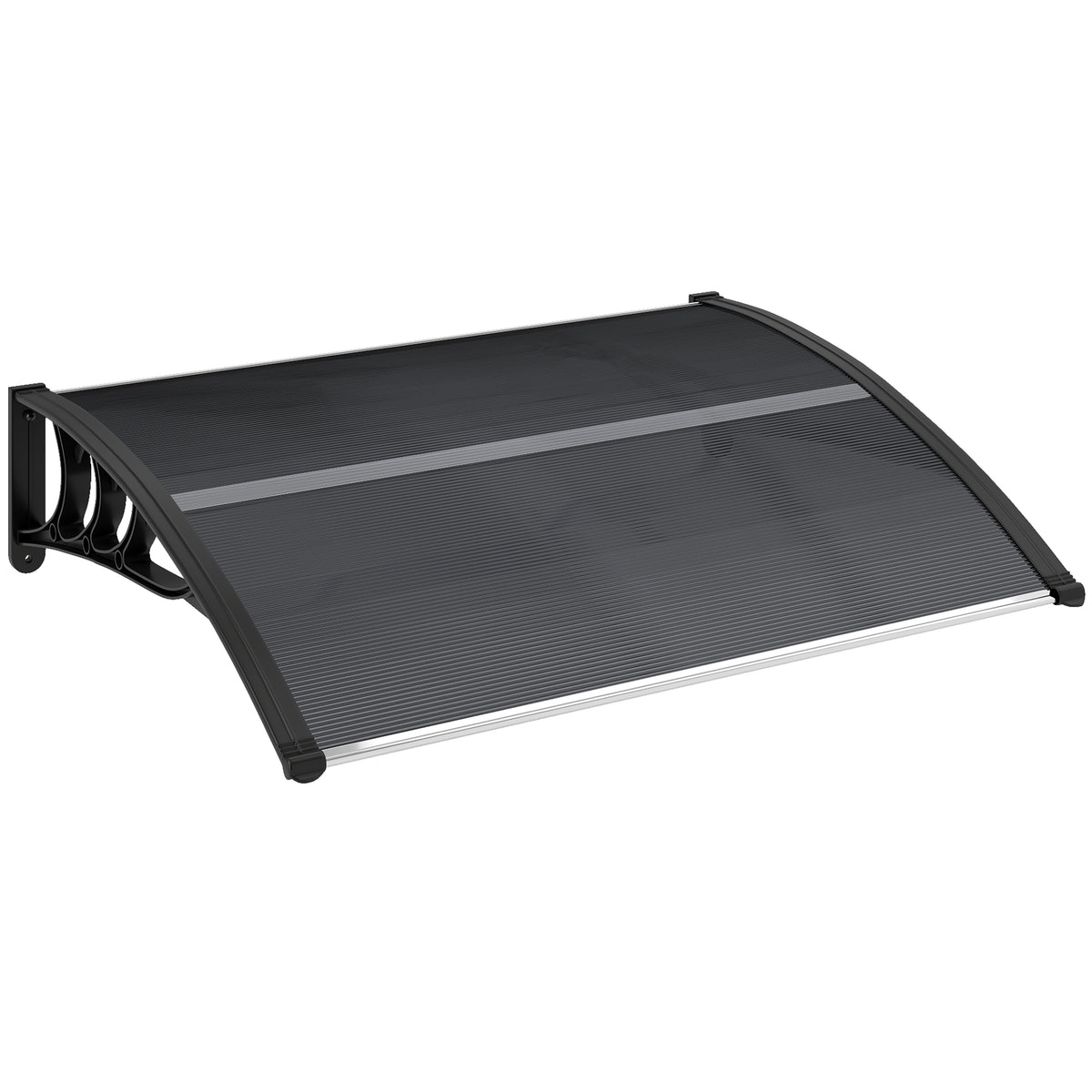 Auvent de porte d'entrée, toit marquise de porte exterieur en polycarbonate et aluminium résistante 100 x 75 cm noir-0