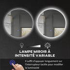 Miroir rond lumineux LED de salle de bain Ø 80 cm mural avec éclairage interrupteur tactile système antibuée-4