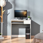 Bureau d'Ordinateur, 80 x 45 x 75 cm, Bureau avec Rangement, Plateau pour Clavier et Tiroir, Blanc-9