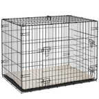 Cage pour chien cage de transport pour chien pliable avec 2 portes plateau amovible coussin lavable 75x48,5x53cm noir-0