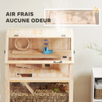 Cage pour hamster habitat pour rongeur 3 étages avec panneau acrylique et roue 80x53x117cm effet bois naturel-7
