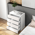 Commode 4 tiroirs meuble de rangement sans poignées design minimaliste 60 x 40 x 80 cm blanc-6