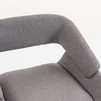Lot de 2 Chaises Salle à Manger, Chaises de Cuisine en Tissu Effet Lin, Dossier Incurvé, Pieds en Bois de Hêtre, Gris-9