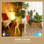 Renne de Noël lumineux, décoration renne lumineux Noël en acier, avec 137 LED blanc chaud, 66 x 25 x 135 cm, or-3