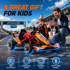 Kart Électrique pour Enfants 12 V, Go Kart, 2 Moteurs, Siège Réglable, Batterie au Lithium, Démarrage Progressif, Orange-8