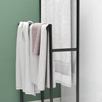 Porte serviettes sur pied sèche serviette 2 niveaux en métal pour la salle de bain, dim. 66l x 20P x 110H cm, noir-8