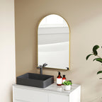 Miroir mural arqué miroir de salle de bain avec cadre en alliage d'aluminium pour chambre salon entrée 60 × 90 cm or-8