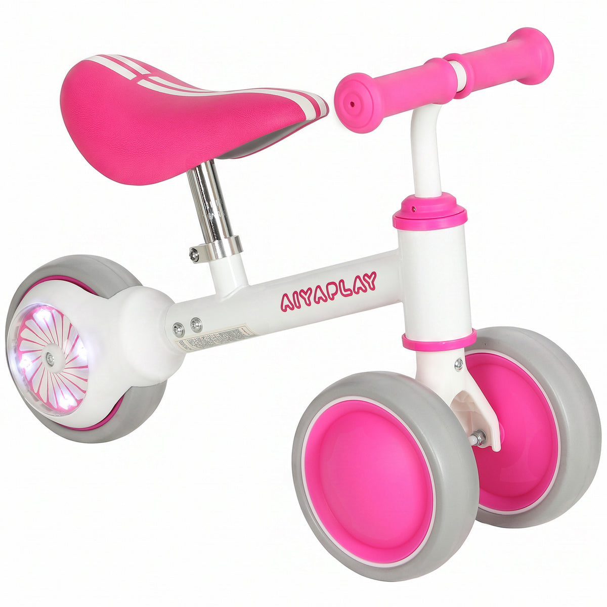 Draisienne Bébé 1-2 ans, Roue lumineuse, 3 Roues EVA Silencieuses sans Pédale, Limiteur Direction 135°, 51x22x36cm, Rose-0