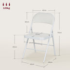 Lot de 4 chaises pliantes chaises de salle à manger portables cadre en acier dim. 45l x 46P x 78H cm blanc-2