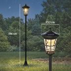 Lot de 2 Lampadaires Solaires 1,86 m pour Jardin, Lampes de Rue en Acier Inoxydable à Hauteur Réglable Noir-2