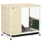 Cage à lapin clapier sur roulettes toit ouvrant plates-formes avec plateau amovible 78 x 52,5 x 76,5 cm naturel-0