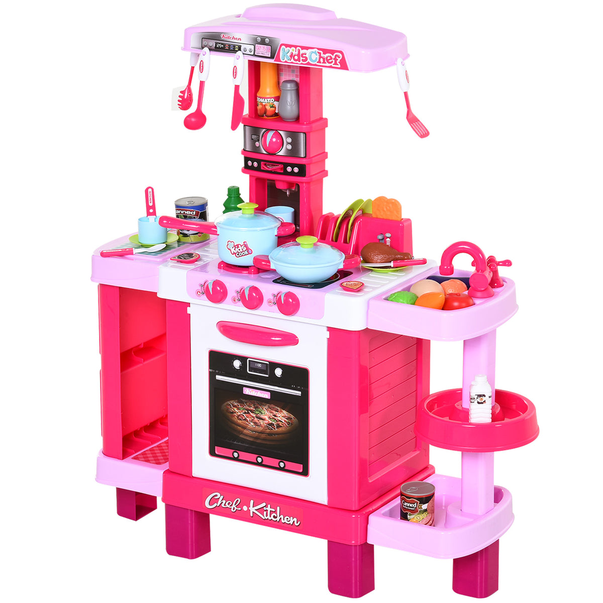 Cuisine pour Enfant Recettes Jeu d'imitation 38 Accessoires Inclus Sons et lumières polypropylène Rose-0