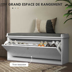 Banc à chaussures avec tiroir rabattable, coussin d'assise et étagère réglable, 100 x 26 x 48 cm, blanc-3