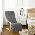 Fauteuil Luxe Confort et Relaxation avec Repose-Pied réglable déhoussable 94 x 66,5 x 100 cm cm Bois Massif Gris-1