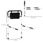 Barre d'appui lit sur pieds protection réglable 5 hauteurs pochette rangement 52 x 85-95 x 71-102 cm blanc noir-2