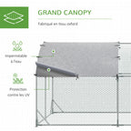 Grand enclos poulailler 10,64 ㎡ parc grillagé toit anti-UV porte verouillable 2,8 x 3,8 x 1,97 m argenté-3