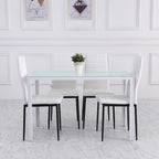 Lot de 4 chaises de salle à manger chaises de cuisine avec dossier haut pieds en métal et tissu en lin 41x50x97cm blanc-8