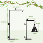 Support de lampe chauffante pour reptiles hauteur et largeur réglables pour amphibiens base en acier 32 x 9 x 67 cm noir-2