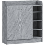 Meuble de rangement à chaussures pour entrée avec 4 compartiments ouverts et placard double porte - étagère réglable-0
