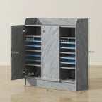Meuble de rangement à chaussures pour entrée avec 4 compartiments ouverts et placard double porte - étagère réglable-2