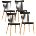 Lot de 4 chaises style scandinave dossier haut assise en polypropylène pieds en hêtre 48 x 52,5 x 83 cm noir-0