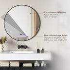 Miroir de salle de bain rond avec éclairage LED, intensité variable, fonction anti-buée, interrupteur tactile, noir-6
