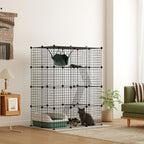 Cage pour chat d'intérieur parc pour chat en acier à 4 niveaux DIY avec 5 portes hamac 1-3 chats 105 x 70 x 140 cm noir-1