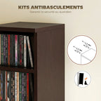 Lot de 2 étagères colonnes armoire de rangement CD-DVD 12 compartiments 21 x 22,5 x 88,5 cm capacité 204 CD marron-6