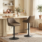 Lot de 2 Tabourets de Bar, Tabourets Hauts Cuisine avec Siège Pivotant et Hauteur Réglable, Marron Foncé-7