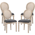 Lot de 4 chaises de Salle à Manger - Chaise de Salon médaillon Style Louis XVI - Bois Massif sculpté, patiné-0