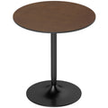 Table à manger ronde 70 cm pour 2 personnes avec plateau en placage de bois massif et piétement en acier marron-0