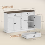 Buffet salon, meuble de rangement avec 4 portes, 2 tiroirs silencieux, étagères réglables, 140x40x85cm, blanc et marron-2