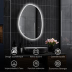 Miroir salle de bain avec éclairage LED 80 x 60 cm, miroir lumineux mural avec antibuée, mémoire, IP44, argenté-7