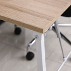 Bureau Pliable Rabattable - Bureau bibliothèque 2 en 1-4 étagères - Imitation Bois chêne Clair métal Blanc-8