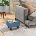 Pouf repose-pied tabouret bas en tissu de lin capacité de charge 110 Kg 40 x 30 x 24 cm bleu foncé-9