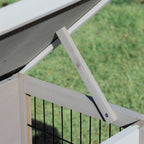 Clapier en bois pour lapin avec toit en asphalte mangeoire plateau amovible et 2 portes 91 x 46 x 71 cm gris-8