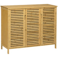 Meuble à chaussures armoire à chaussures style naturel - 2 placards avec 8 étagères - en bambou bois naturel-0