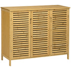 Meuble à chaussures armoire à chaussures style naturel - 2 placards avec 8 étagères - en bambou bois naturel-0