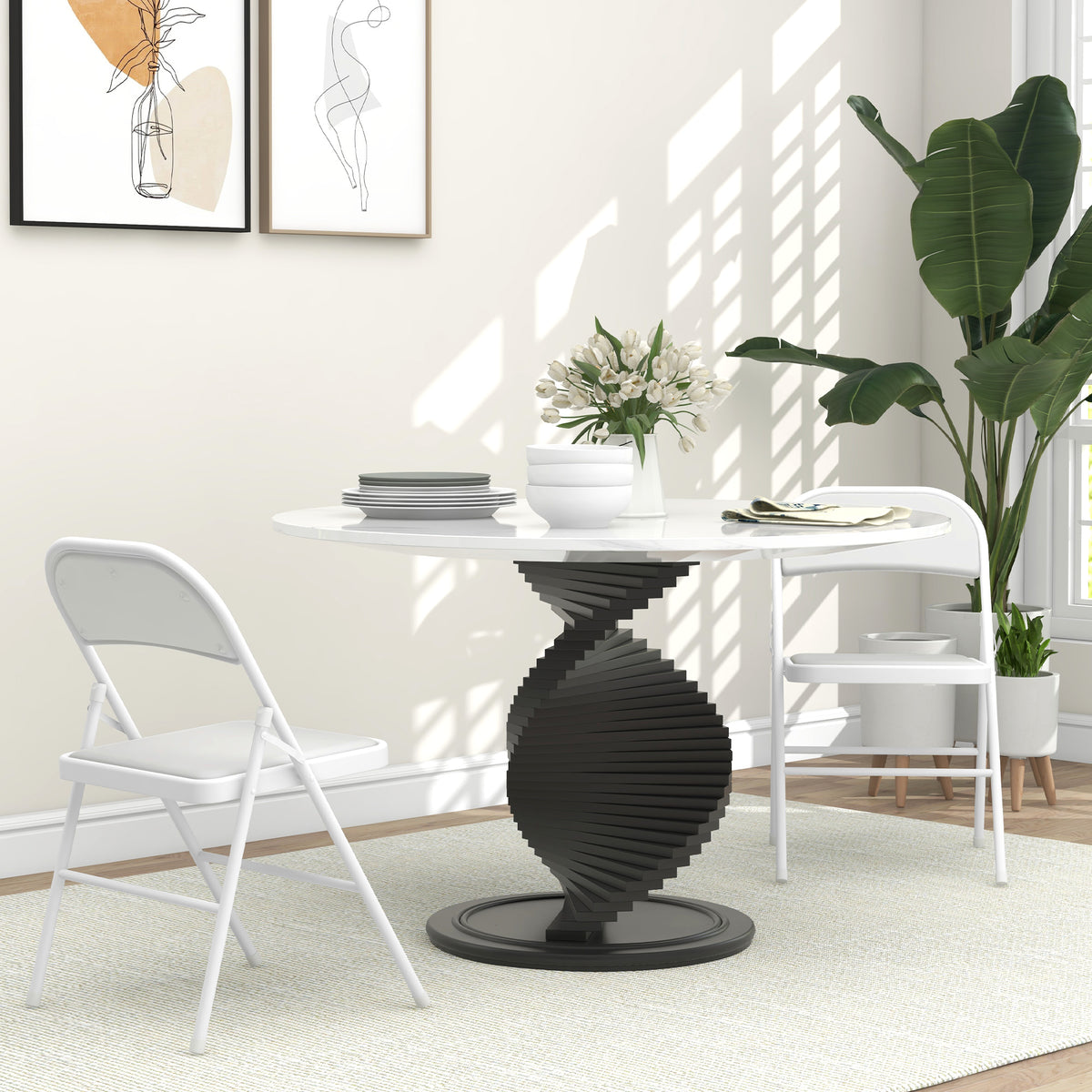 Lot de 2 chaises pliantes chaises de salle à manger portables cadre en acier dim. 45l x 46P x 78H cm blanc-1