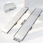 Lot de 2 Rampes de Chargement Pliantes avec Poignées et Surface Antidérapante, Charge Max. 400 kg, 180 x 25,5 cm, Argent-2