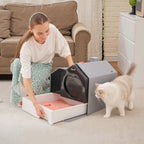 Maison de toilette bac à litière pour chat design maisonnette avec pelle, filtre et tapis dim. 47L x 45l x 42H cm-7
